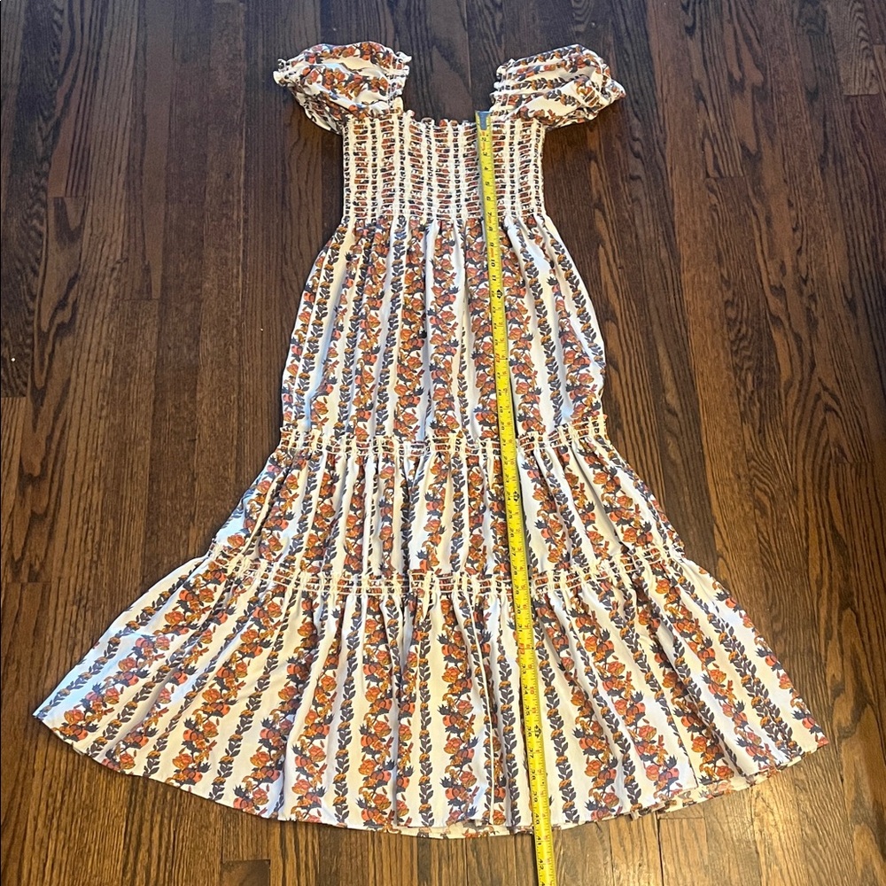 o.p.t Women’s Daphne Square Neck Smocked Maxi Dress Tiered Multicolor Floral M - Picture 4 of 13